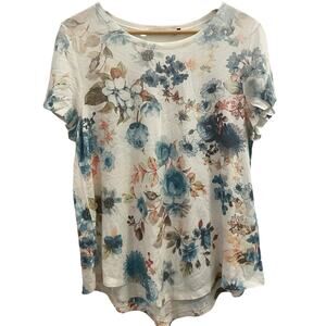 Y2K Origami Shirt Womens Small Floral Cottagecore Grandma Short Sleeve Mature